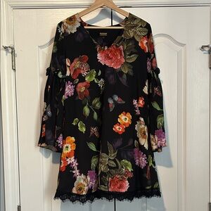 Alexia Admor Floral Long  Sleeve  Sheath Dress - Black and Multicolor small